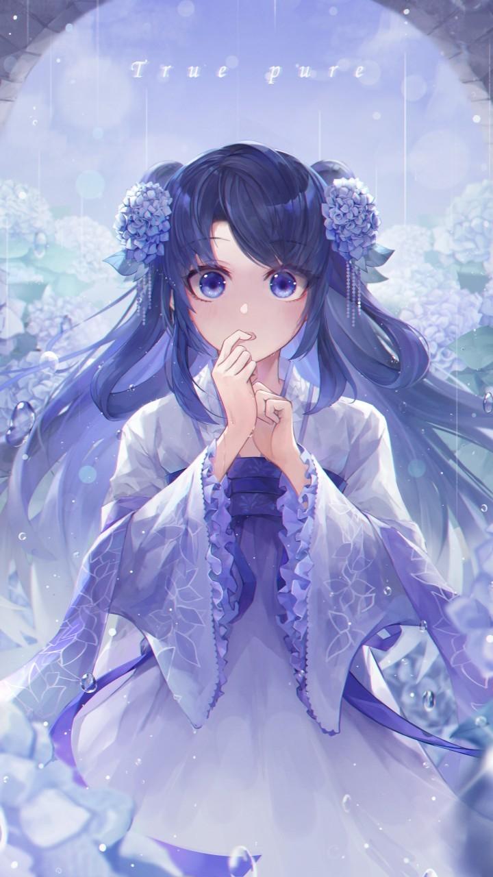 720x1280 Download 720x1280 Anime Girl, Dress, Blue Eyes, Raining, Water Drops Wallpaper for Galaxy S Galaxy Note II, Galaxy Nexus, Alcatel One Touch Idol Ultra