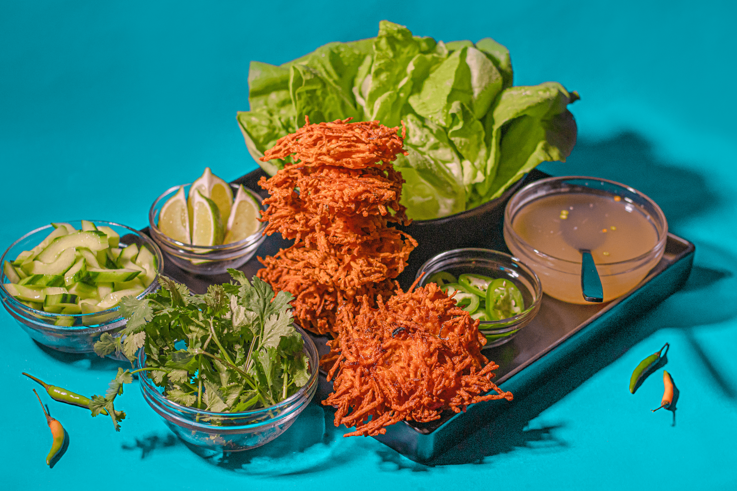 2400x1600 Vietnamese Shrimp and Sweet Potato Fritters (Banh Tom + Nuoc Cham)