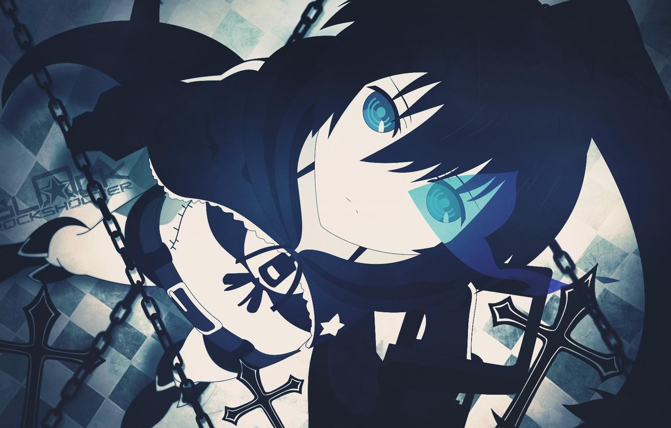 1332x850 Wallpaper anime, art, girl, chain, black rock shooter, glowing eyes image for desktop, section прочее