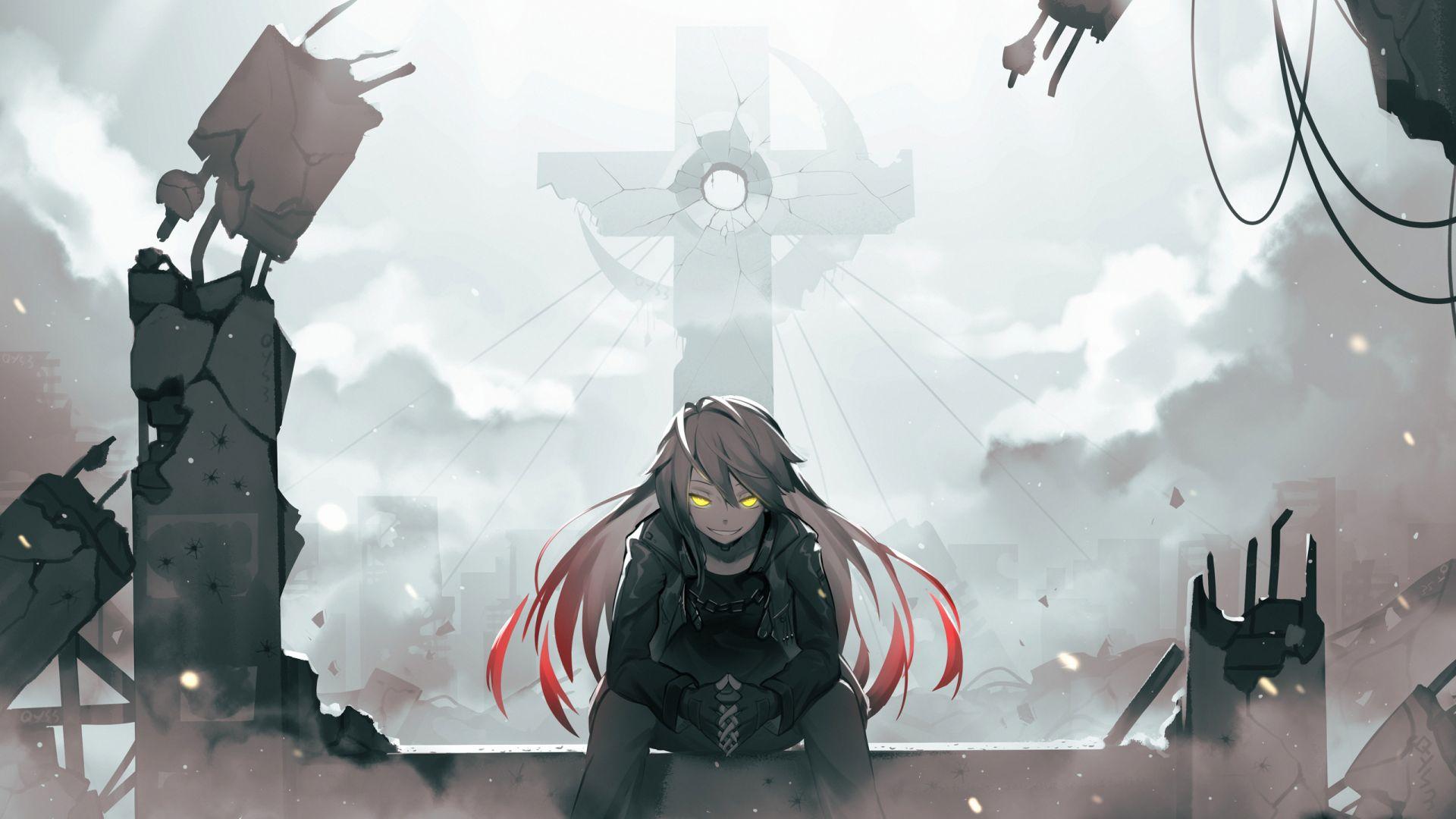 1920x1080 Desktop wallpaper yellow eyes, glow, original, anime girl, HD image, picture, background, ee8a75