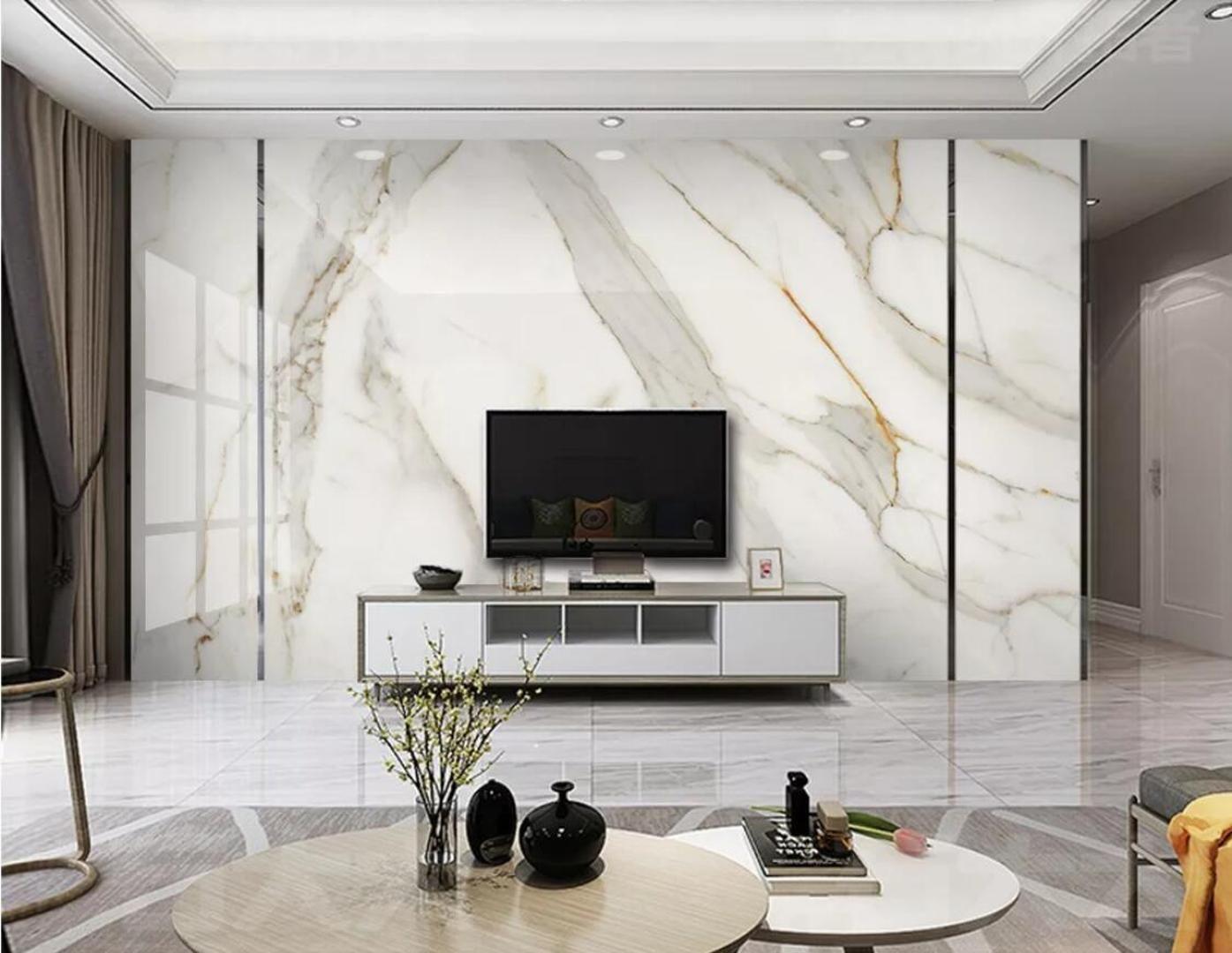 1395x1080 White Marble Wallpaper 3D White Wall Mural For TV Background Wall Decor Murals Photo Printed Papers From Margueriter, $19.56. DHgate.Com. Wall tv unit design, Tv wall design, Living