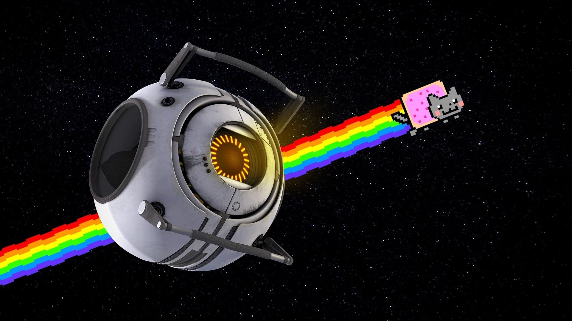 1920x1080 Nyan Cat Rainbow Positive Space Portal Cartoon Sci Fi Stars Humor Rainbow Wallpaperx1080