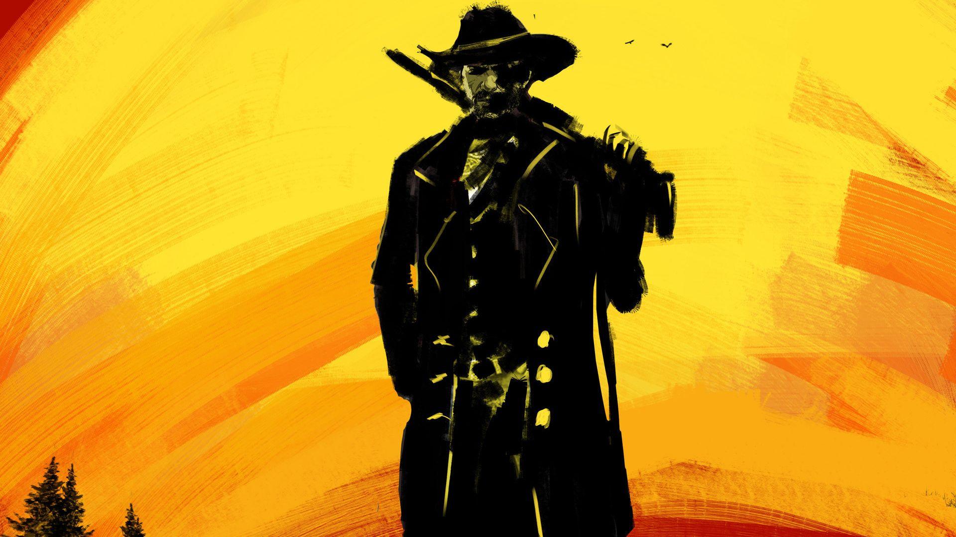 1920x1080 Desktop wallpaper red dead redemption cowboy, silhouette, fan art, HD image, picture, background, 0ab411