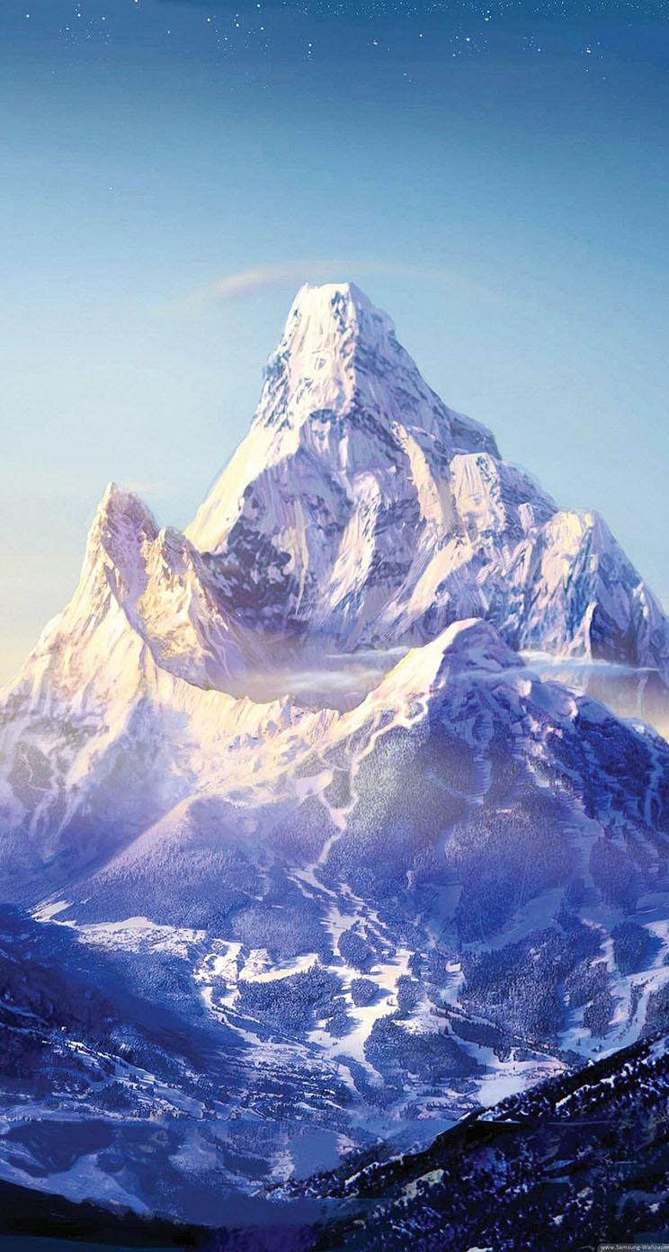 744x1392 Everest Mountain Snow Stars IPhone Wallpaper