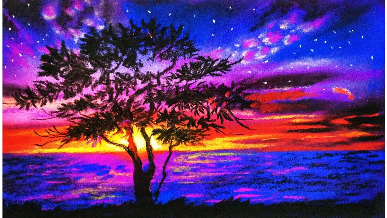 1280x720 Pastel painting for beginners of nature
