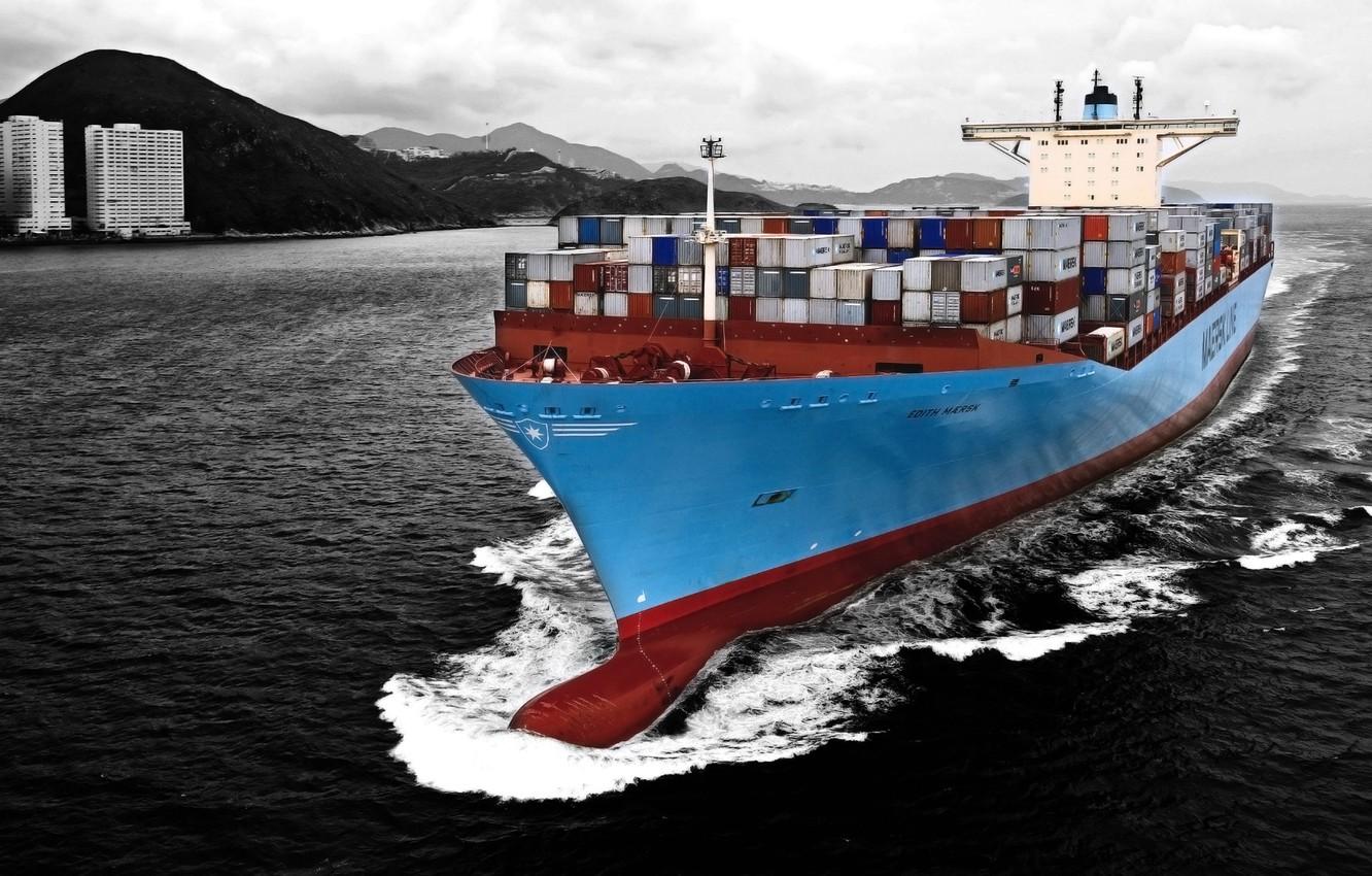 1332x850 Wallpaper ship, a container ship, Maersk line image for desktop, section другая техника