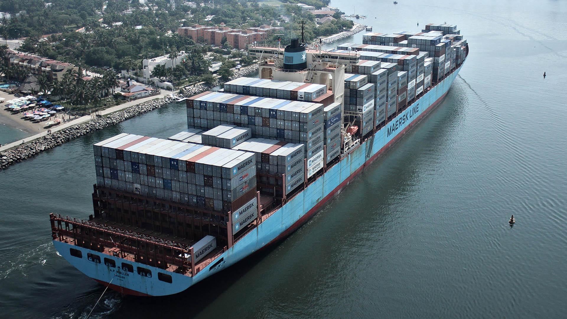 1920x1080 Container Ship Maersk A.P. Moller HD Wallpaper