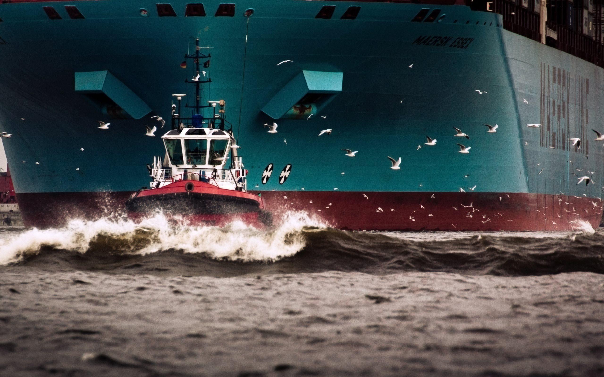 2560x1600 Download wallpaper tugboat, container ship, Maersk Essex, port, Maersk line for desktop with resolution 2560x1600. High Quality HD picture wallpaper