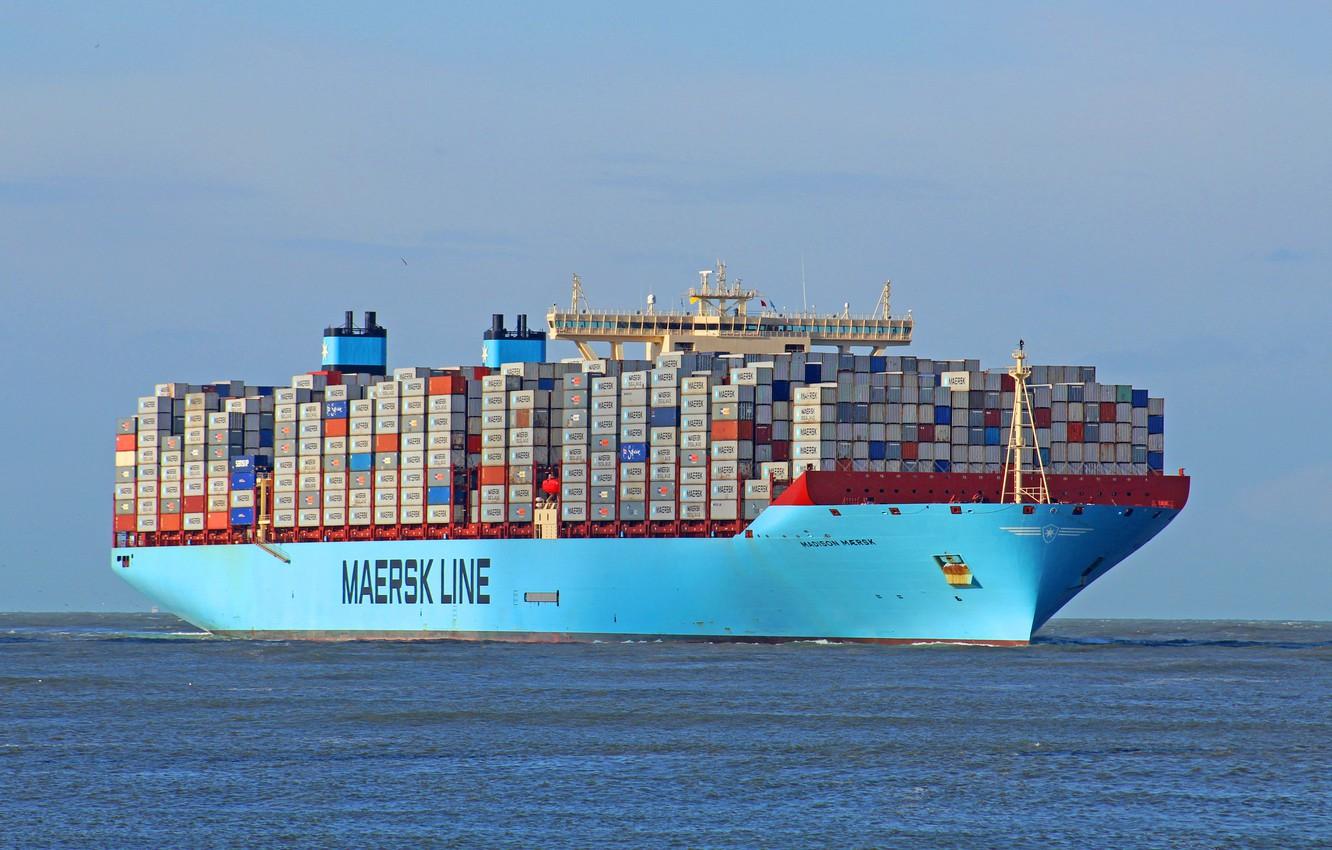 1332x850 Wallpaper Reflection, Board, The ship, Line, Cargo, A container ship, Madison, Container, Maersk, Maersk Line, Maersk, Madison Maersk image for desktop, section другая техника