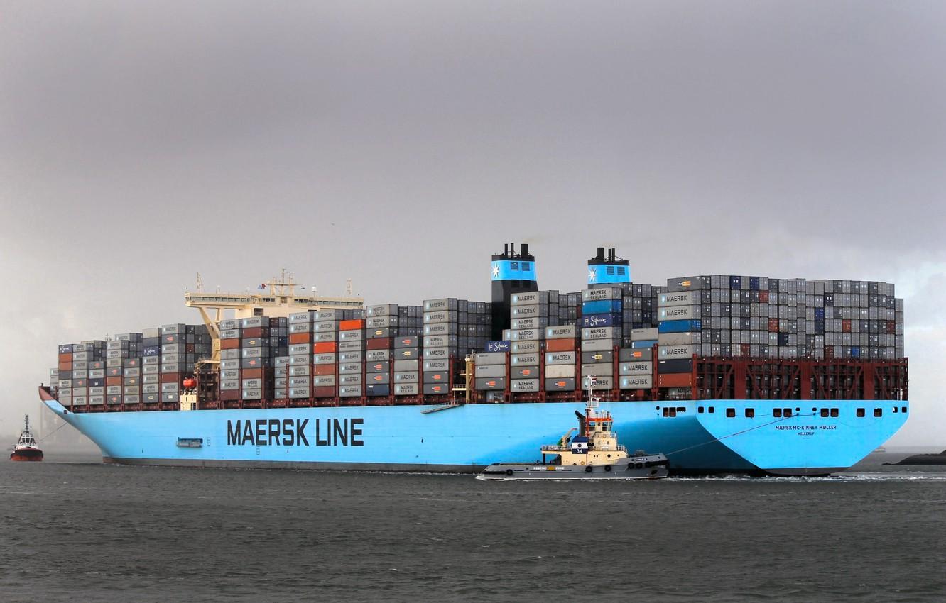 1332x850 Wallpaper The Ship, Line, Cargo, A Container Ship, Tugs, Container, Maersk, Maersk Line, Tug, Maersk, MC Kinney Moller, Maersk MC Kinney Moller Image For Desktop, Section другая техника