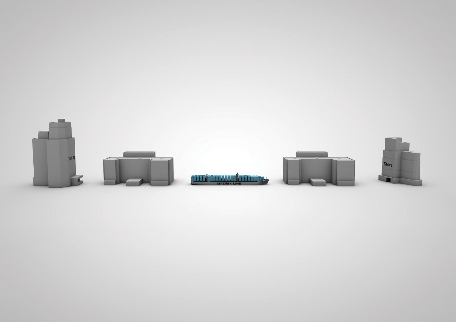 1600x1131 simple background, building, shadow, container ship, brand, Maersk Line, 3D object, lighting, design, presentation, product, diagram. Mocah HD Wallpaper