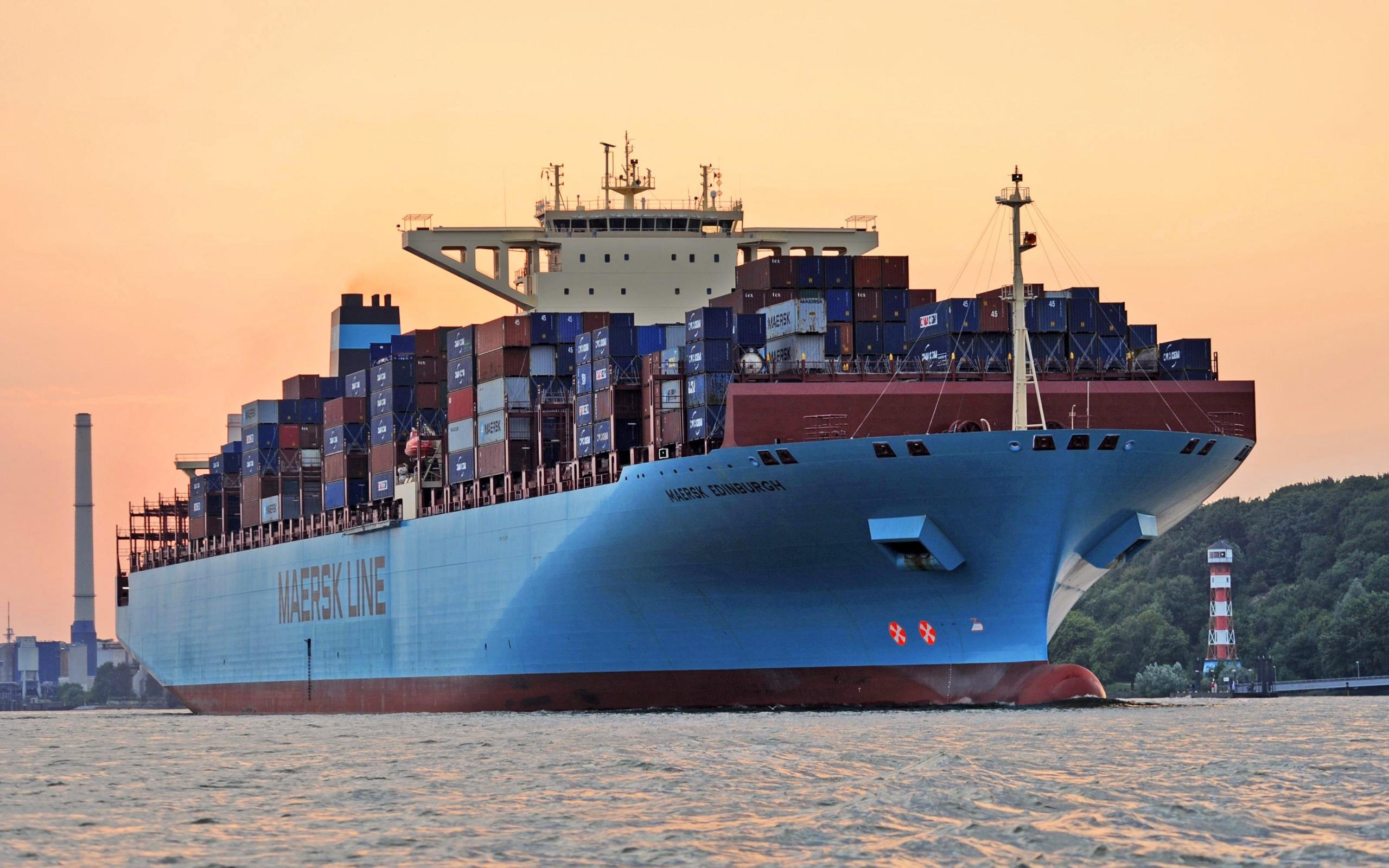 2560x1600 Download wallpaper Maersk Edinburgh, Container ship, marine cargo, large ship, containers, Maersk, delivery concepts, Maersk Line, transportation concepts for desktop with resolution 2560x1600. High Quality HD picture wallpaper