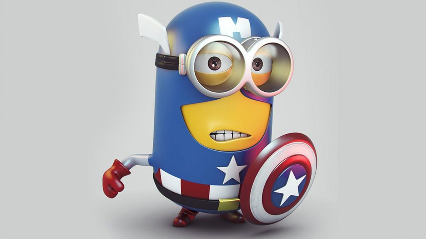 1366x768 Bob the Minion With Captain America Costume HD Minions Wallpaper