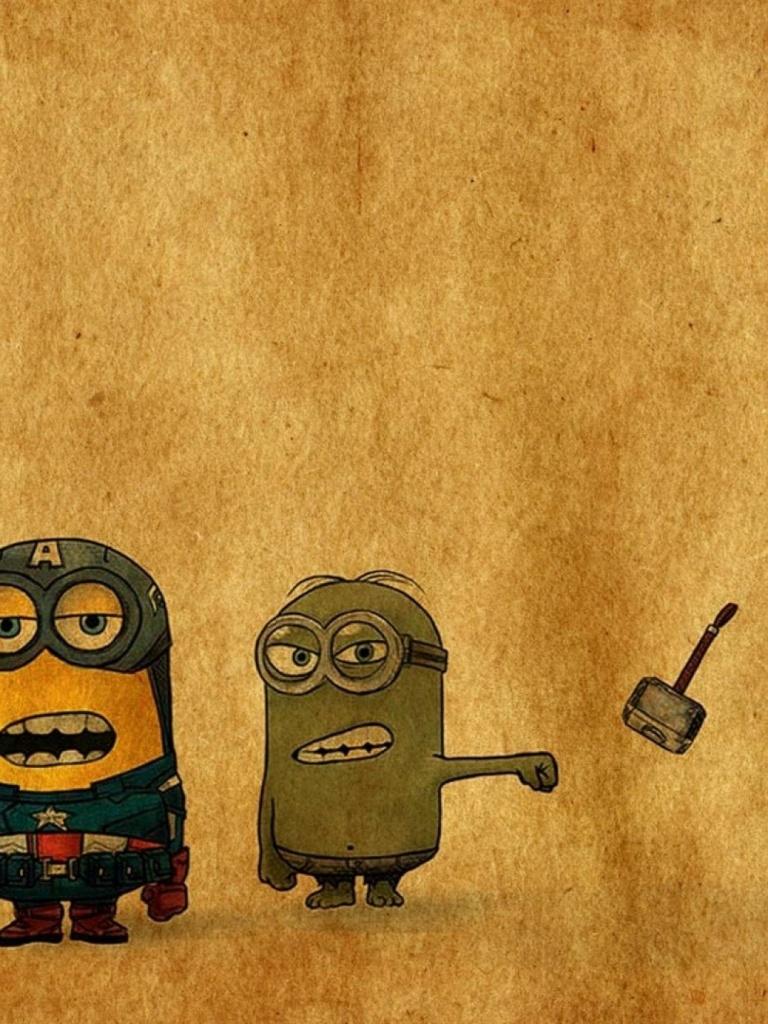 768x1024 Despicable Me vs. Avengers iPad wallpaper