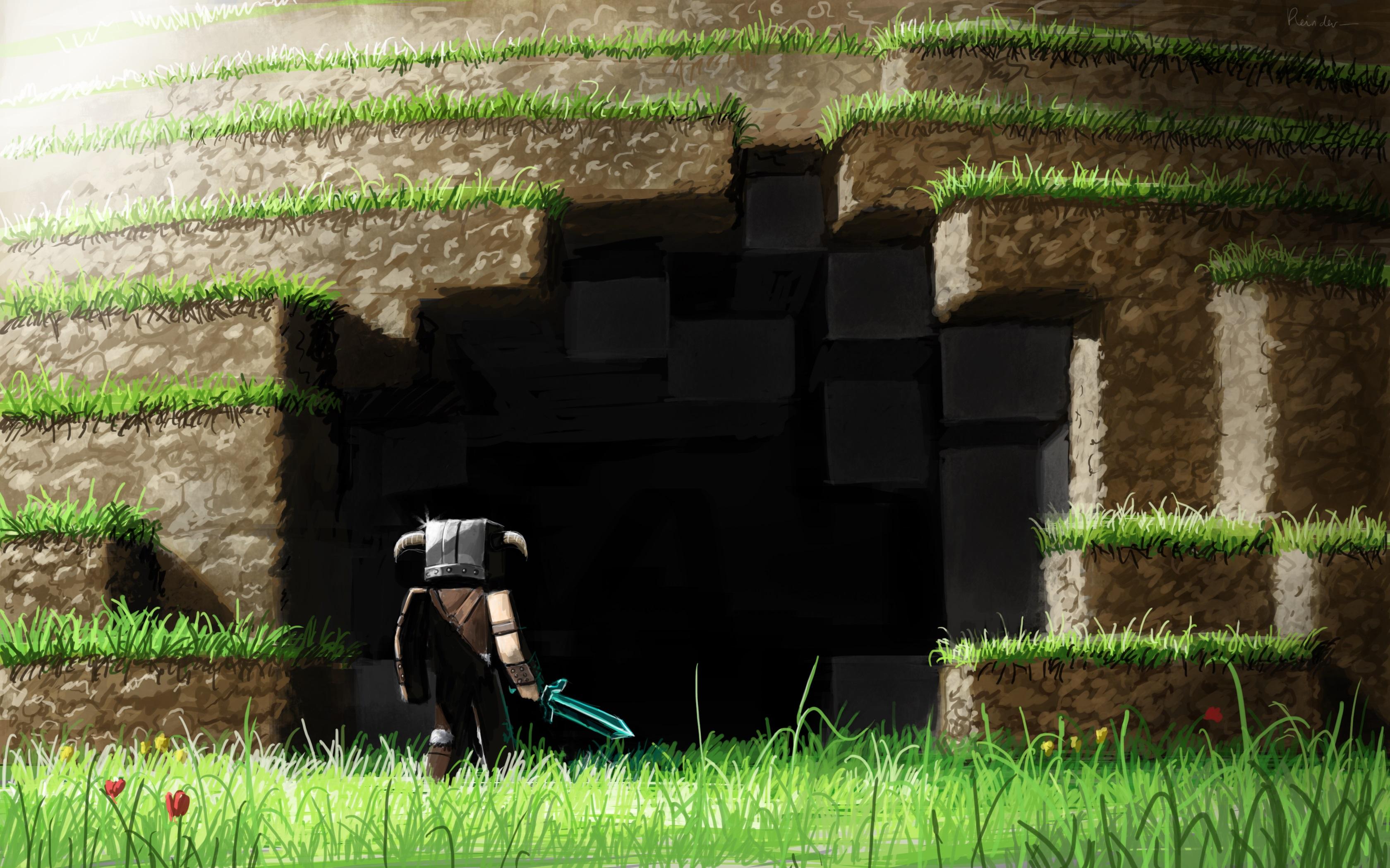 3360x2100 wallpaper de minecraft, green, grass, grass family, shadow, lawn, plant, photography, landscape, games