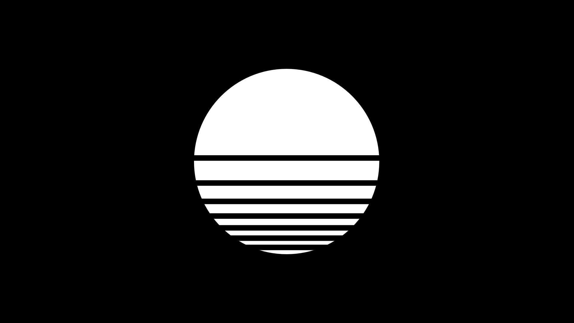 1920x1080 As Requested.DARK MODE Black And White Modern Minimalist Outrun Sun Wallpaper (Desktop & Mobile 1920 x 1080p) you all dig it! (Also white versions included as well): outrun