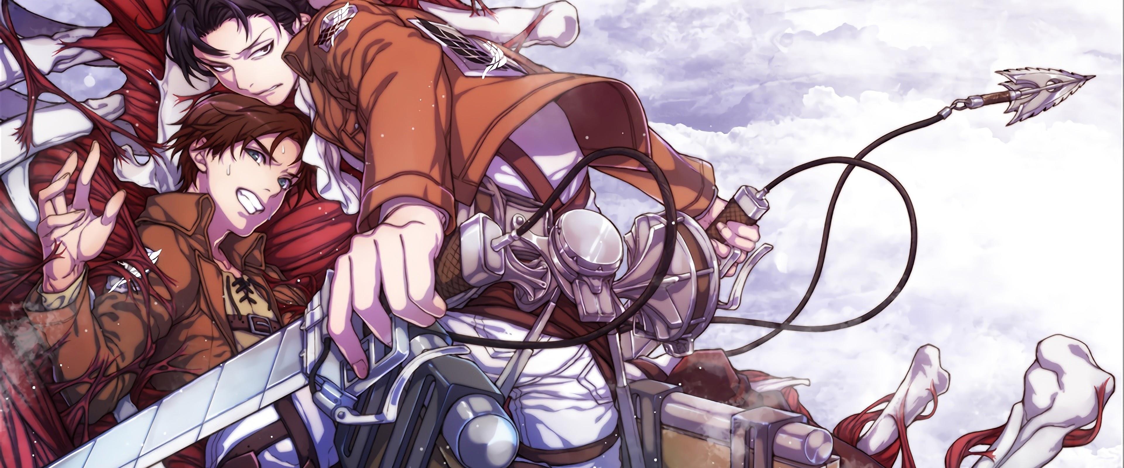 3840x1600 Levi Eren Attack on Titan 4K Wallpaper