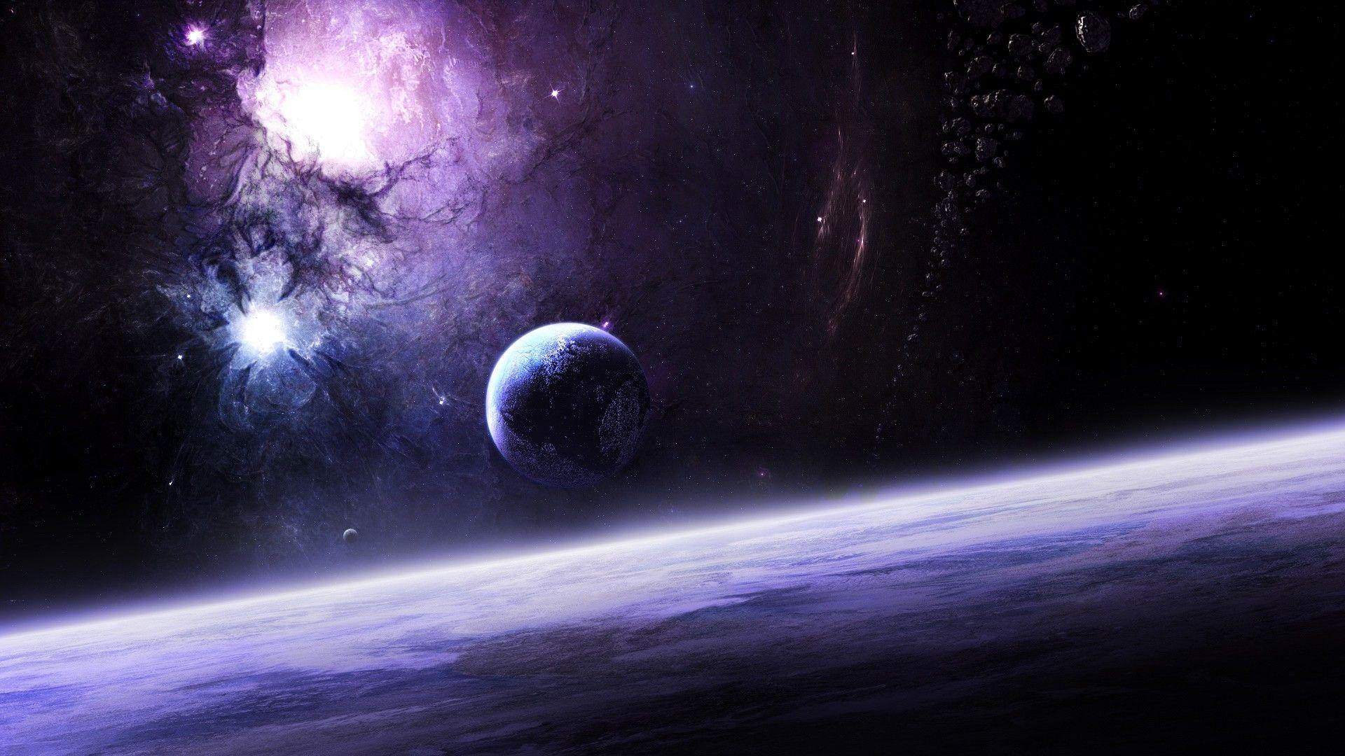 1920x1080 purple moon and space. Space background, Galaxy wallpaper, HD wallpaper