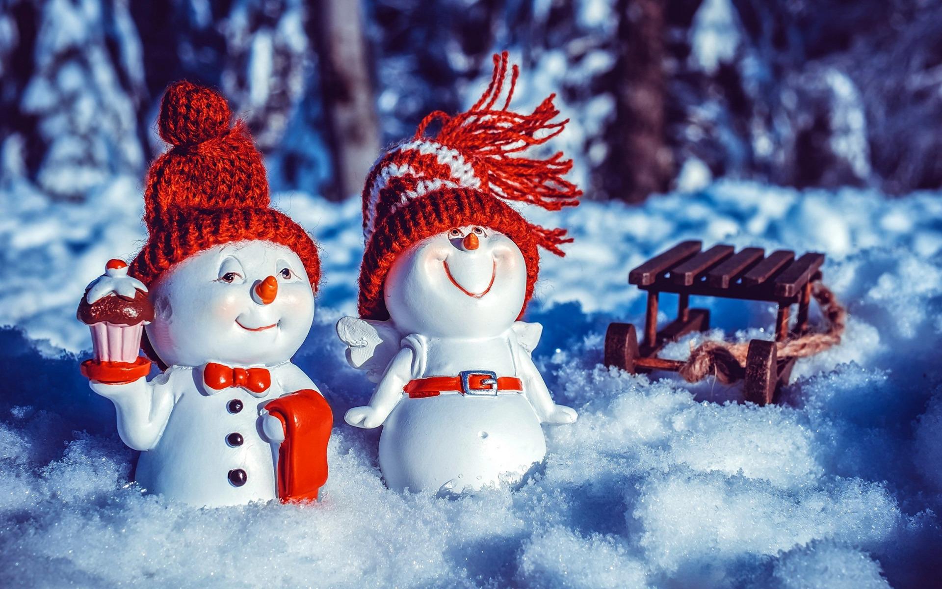 1920x1200 Download wallpaper snowmen, christmas, winter, evening, funny snowmen, new year, snow for desktop with resolution 1920x1200. High Quality HD picture wallpaper