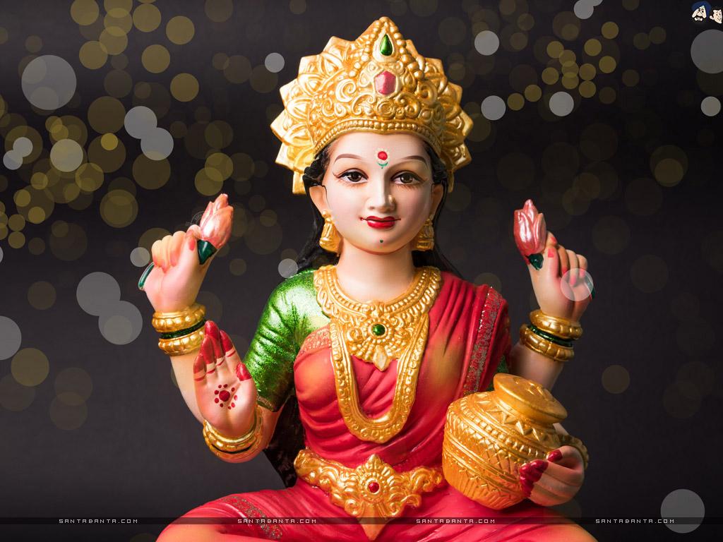 1024x768 Divine picture of Goddess Laxmi goddess of wealth and purity