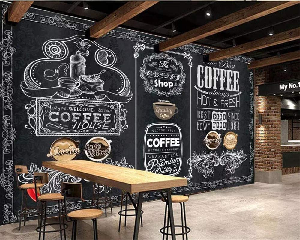 1000x800 Custom 3D Wallpaper Photo Retro Hand Painted Blackboard Coffee Shop Background Wall Home Decoration Mural 3D Wallpaper, 400x280cm