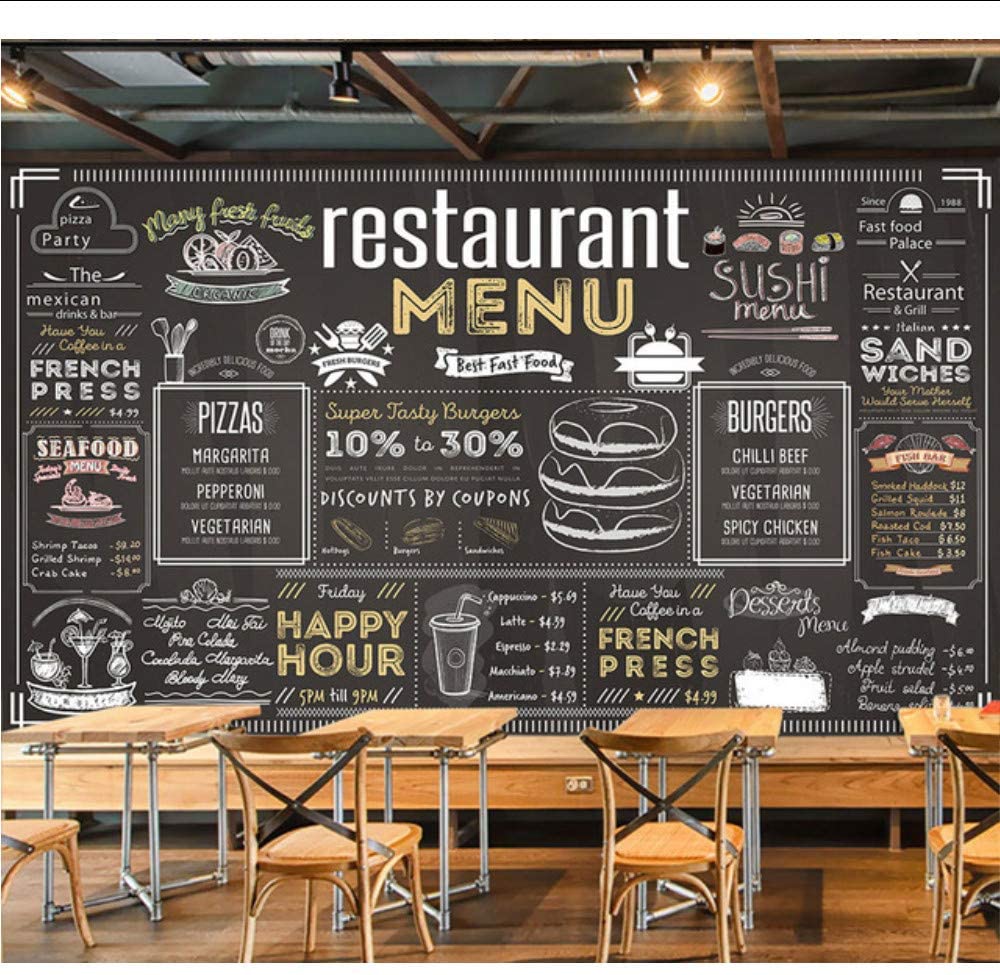 1000x975 Dalxsh Vintage Menu Bill Wallpaper Mural For Coffee Cafe Restaurant Hotel Background 3D Wall Mural Wall Paper Sticker 120X100Cm: Furniture & Decor