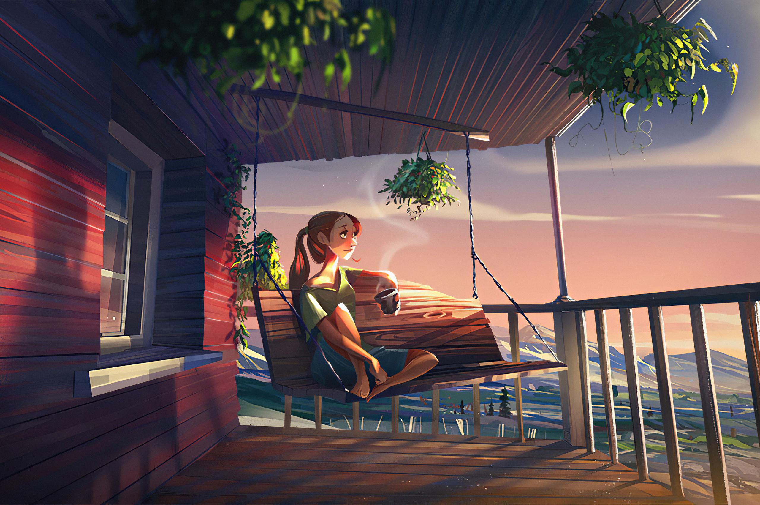 2560x1700 Girl Drinking Coffee In The Morning Chromebook Pixel HD 4k Wallpaper, Image, Background, Photo and Picture