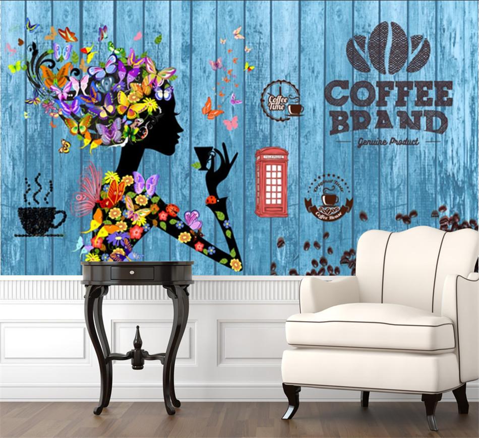 950x869 Modern Coffee House Industrial Decor 3D Blue Background Wallpaper Cafe Casual Restaurants Coffee Shop Snack Bar Wall Paper 3D. Wallpaper