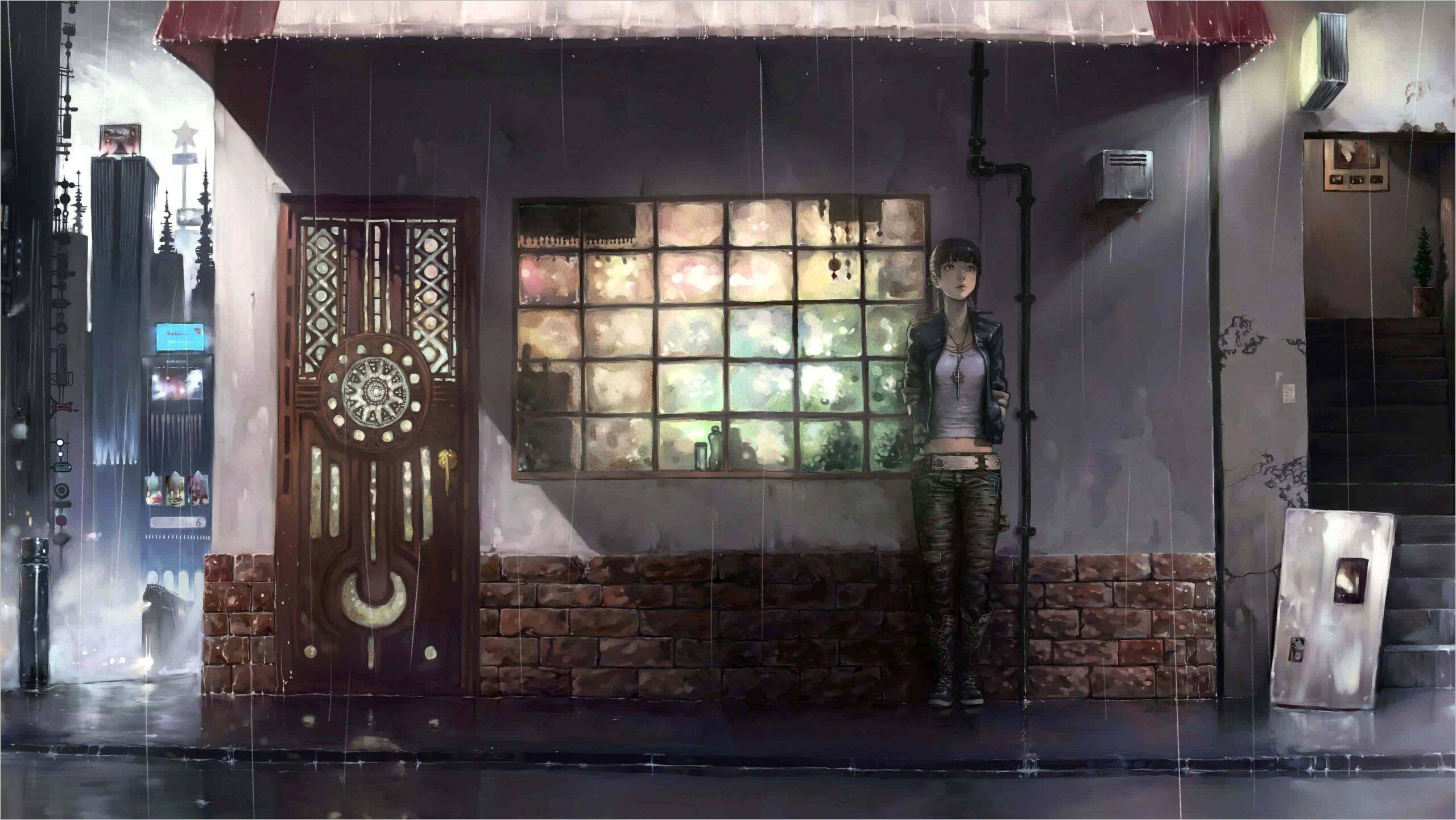 2560x1441 Coffee Shop Wallpaper 4k. Rain wallpaper, Anime wallpaper, Shop wallpaper