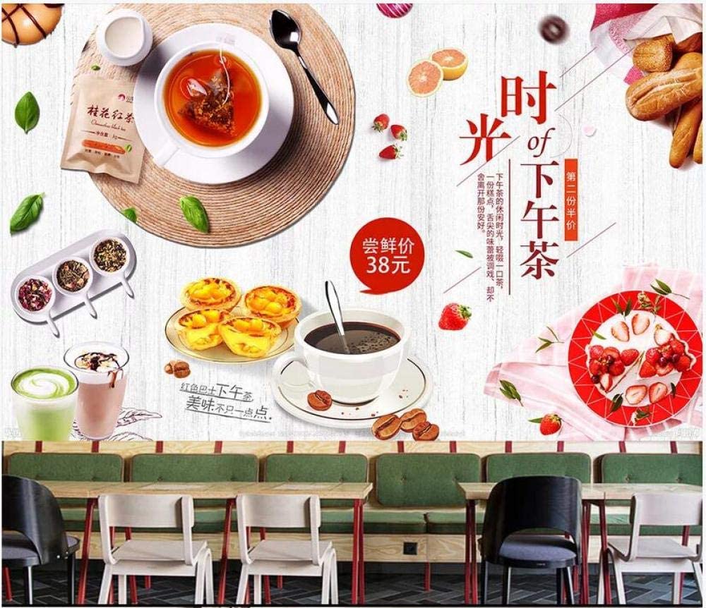 1000x862 Mural Wallpaper Nordic Small Fresh Afternoon Tea Coffee Shop Cake Shop Catering Background Wall Home Decor Wall Painting, 300Cmx210Cm