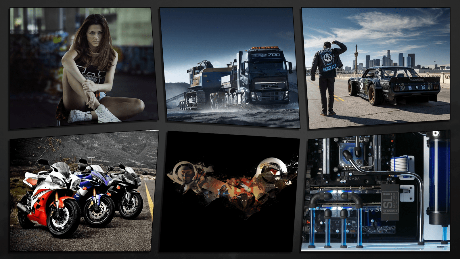 1600x900 women, car, motorcycle, CPU, trucks, Steam software, Half Life, Team Fortress Yamaha R brand, PCB, Ken Block, water cooling, Wheelie, Yamaha R cbr 600 rr, overclocking, design, photograph, image, screenshot