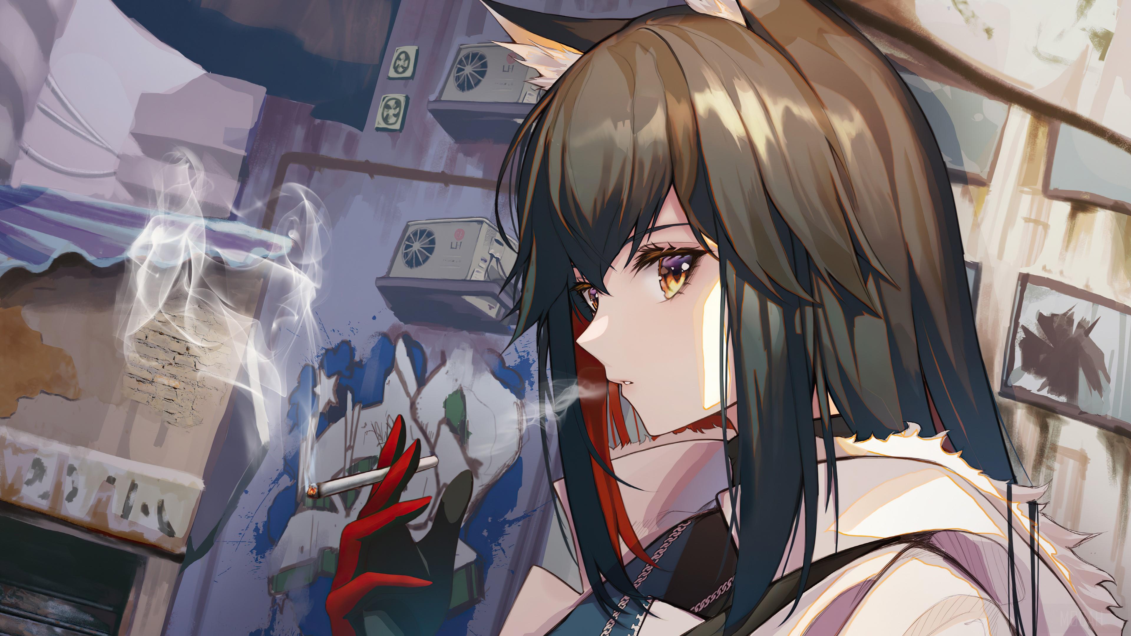 3840x2160 Smoking, Texas, Arknights, Anime Girls, Video Game 4k wallpaper. Mocah HD Wallpaper