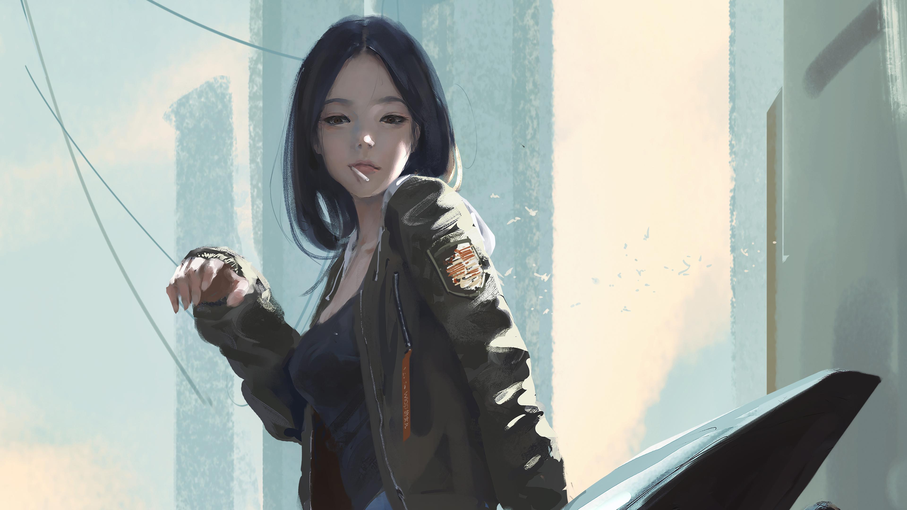 3840x2160 Urban Girl Smoking Cigarette, HD Anime, 4k Wallpaper, Image, Background, Photo and Picture