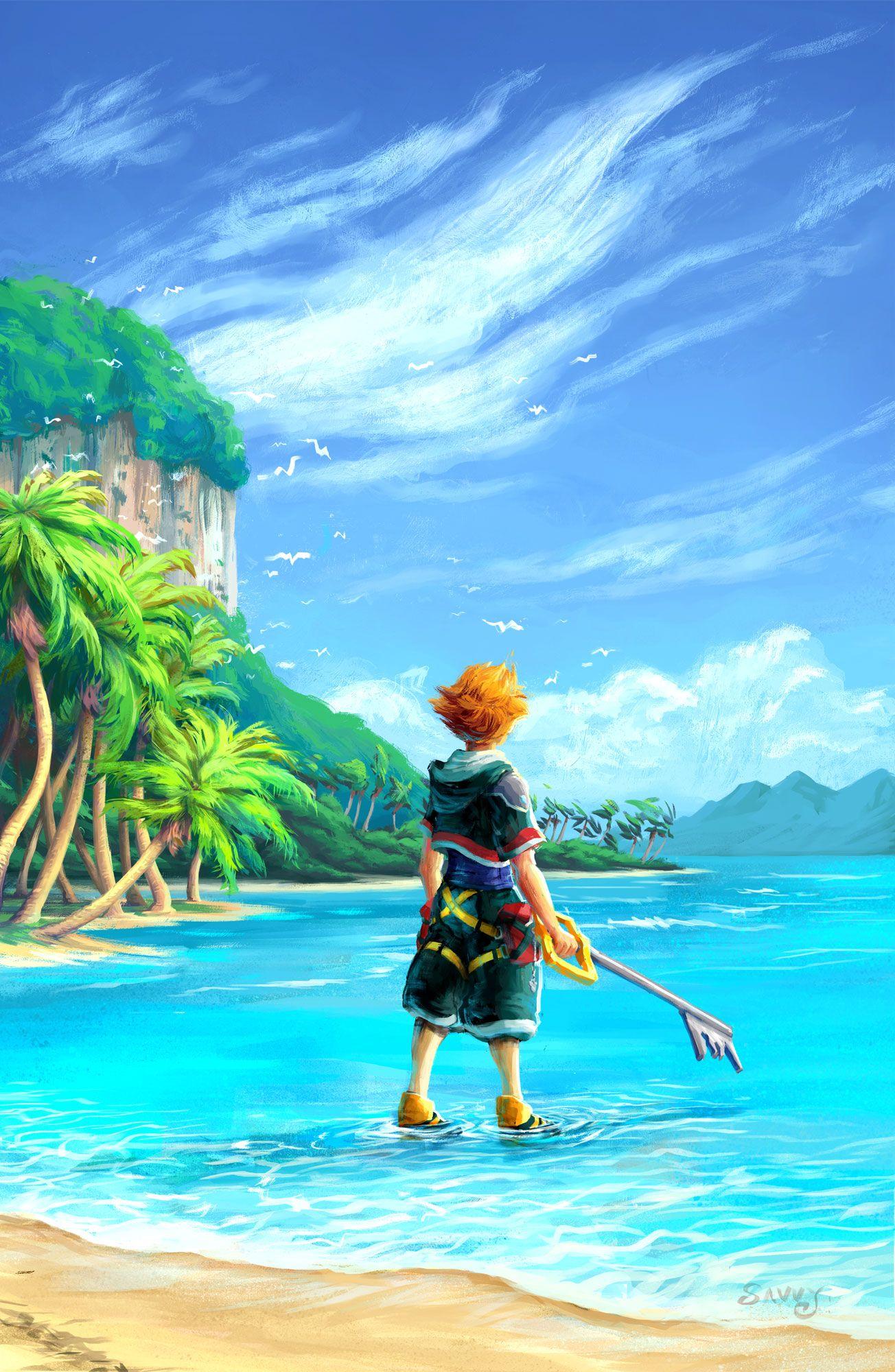 1304x2000 Kingdom Hearts Beach Wallpaper