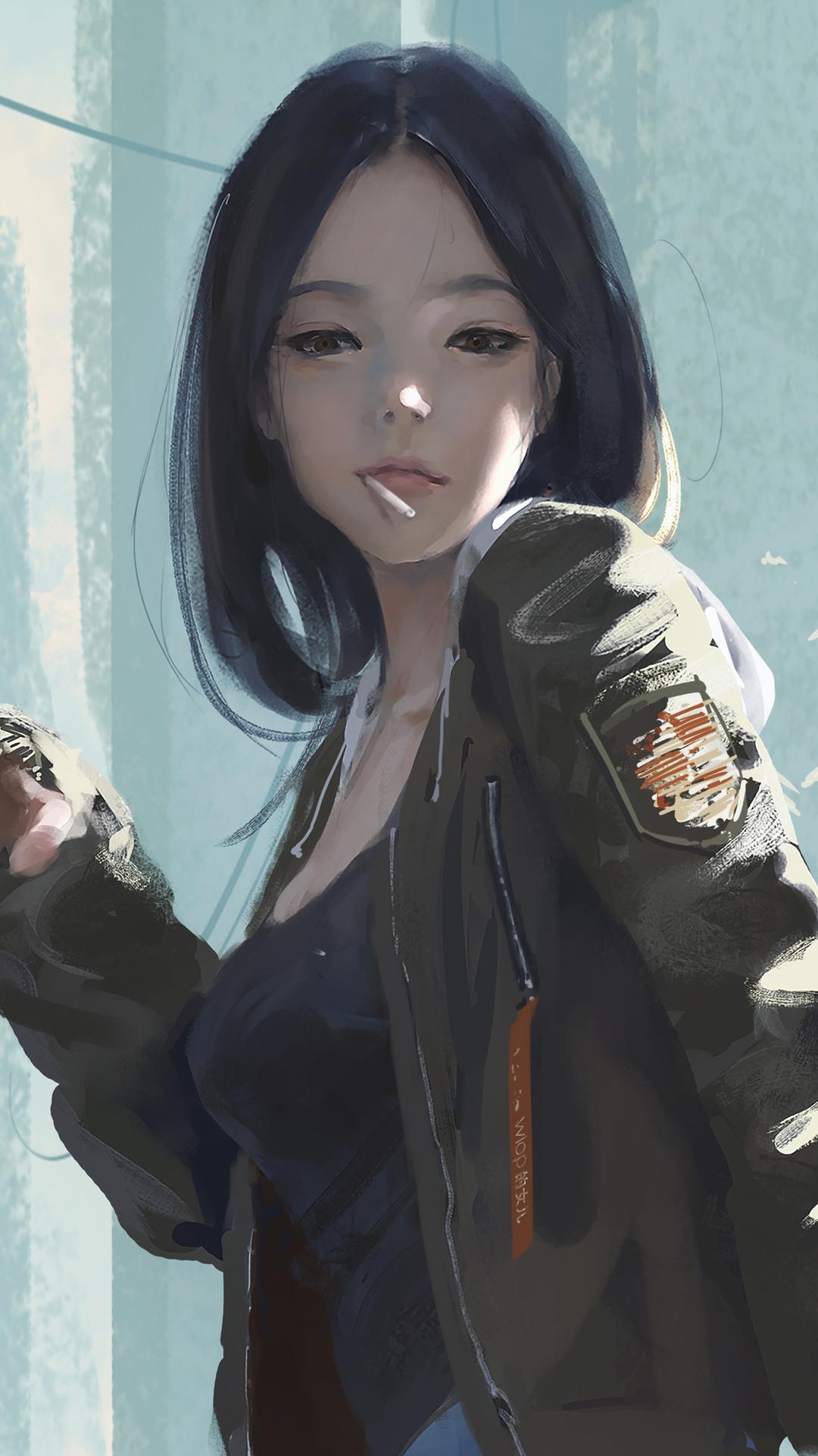 1080x1920 1080x1920 anime girl, anime, artist, artwork, digital art, hd, smoking, for iPhone 8 wallpaper