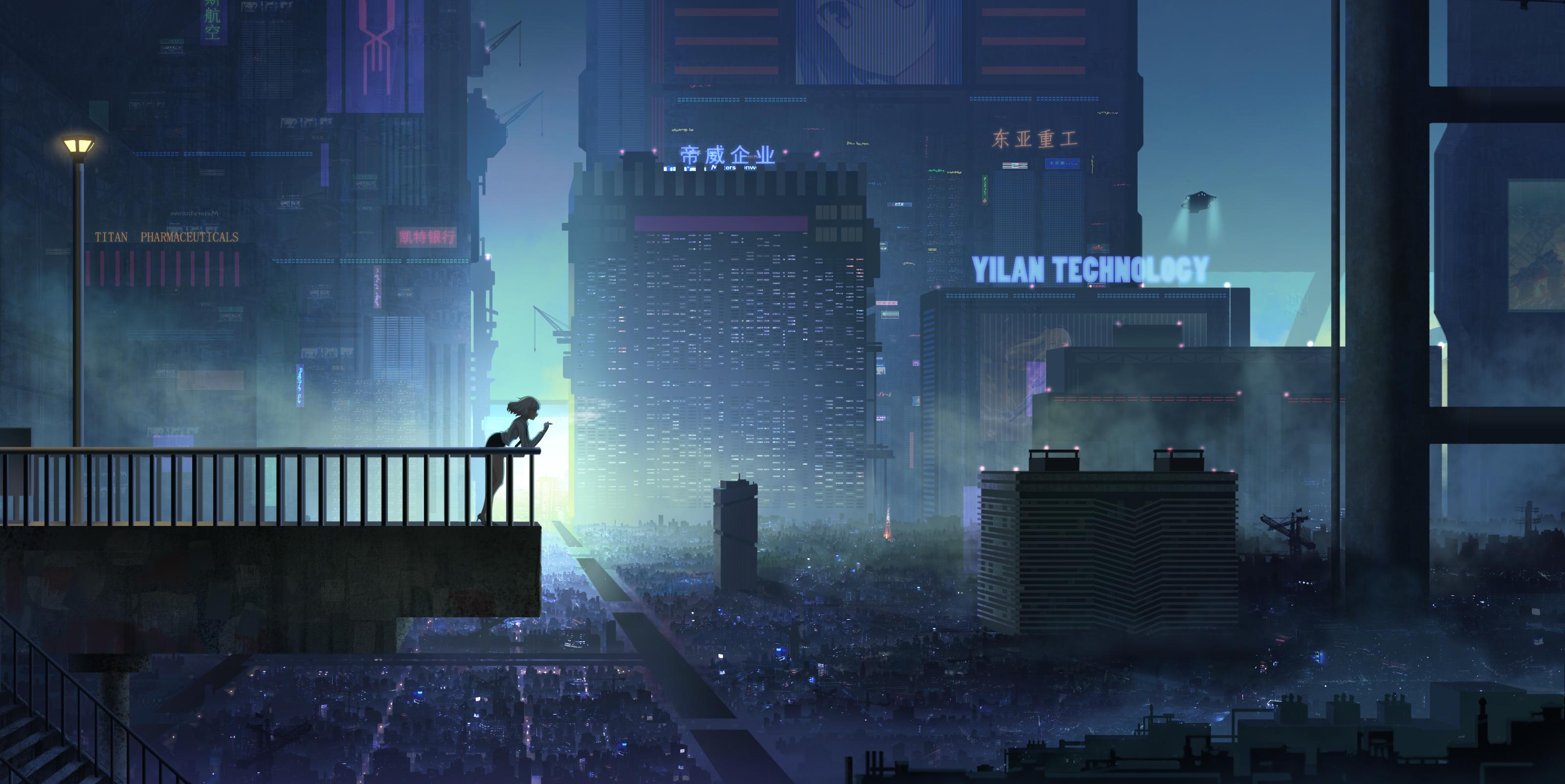 3200x1604 Smoking Girl Looking Down City 4k, HD Artist, 4k Wallpaper, Image, Background, Photo and Picture