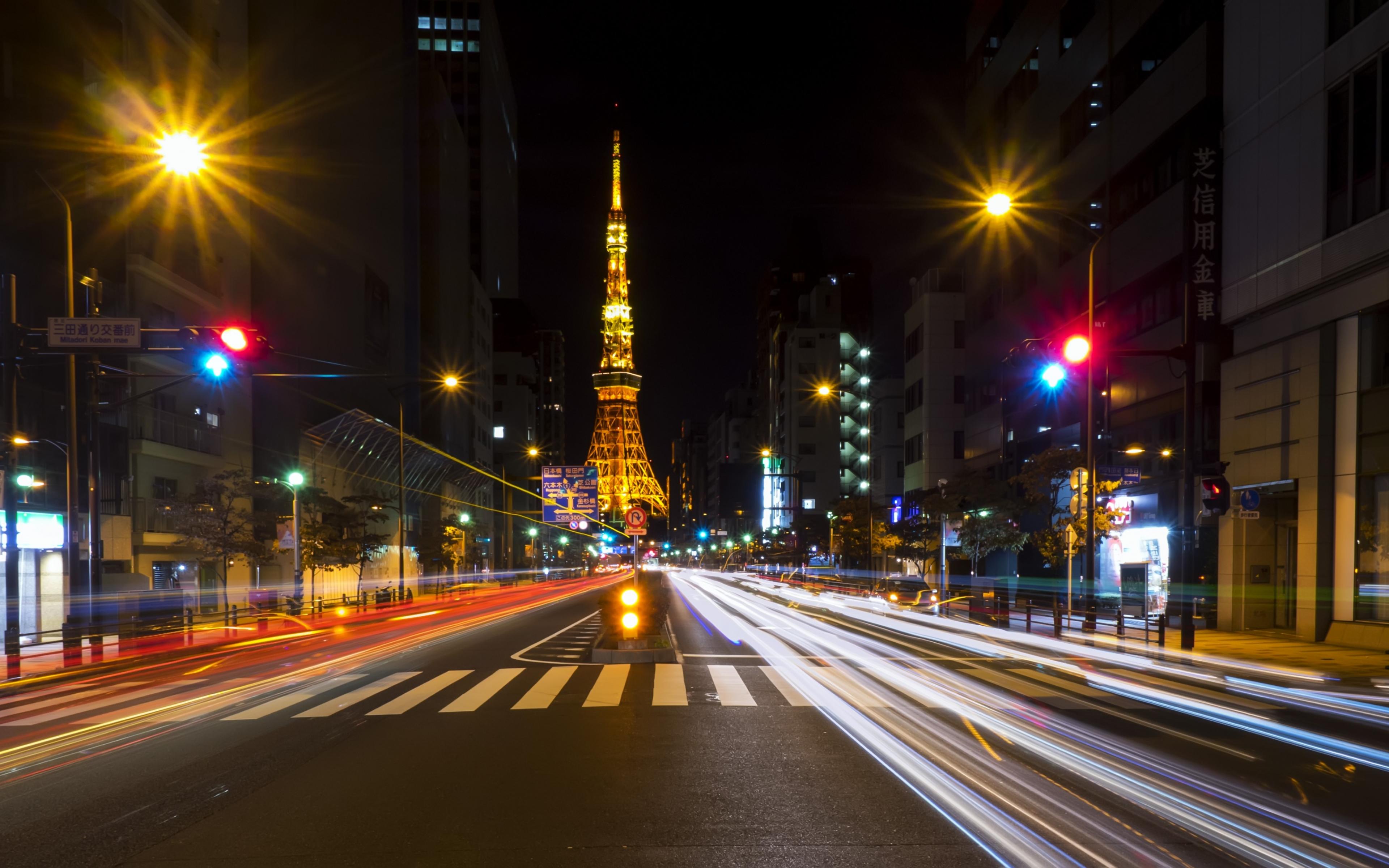 3840x2400 Desktop Wallpaper Tokyo City's Road In Night, HD Image, Picture, Background, Mc40hb