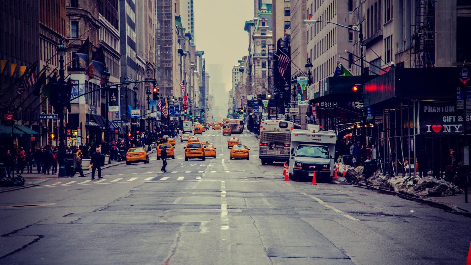 1920x1080 Sfondi New York City Usa Street Taxi Street High Res HD Wallpaper