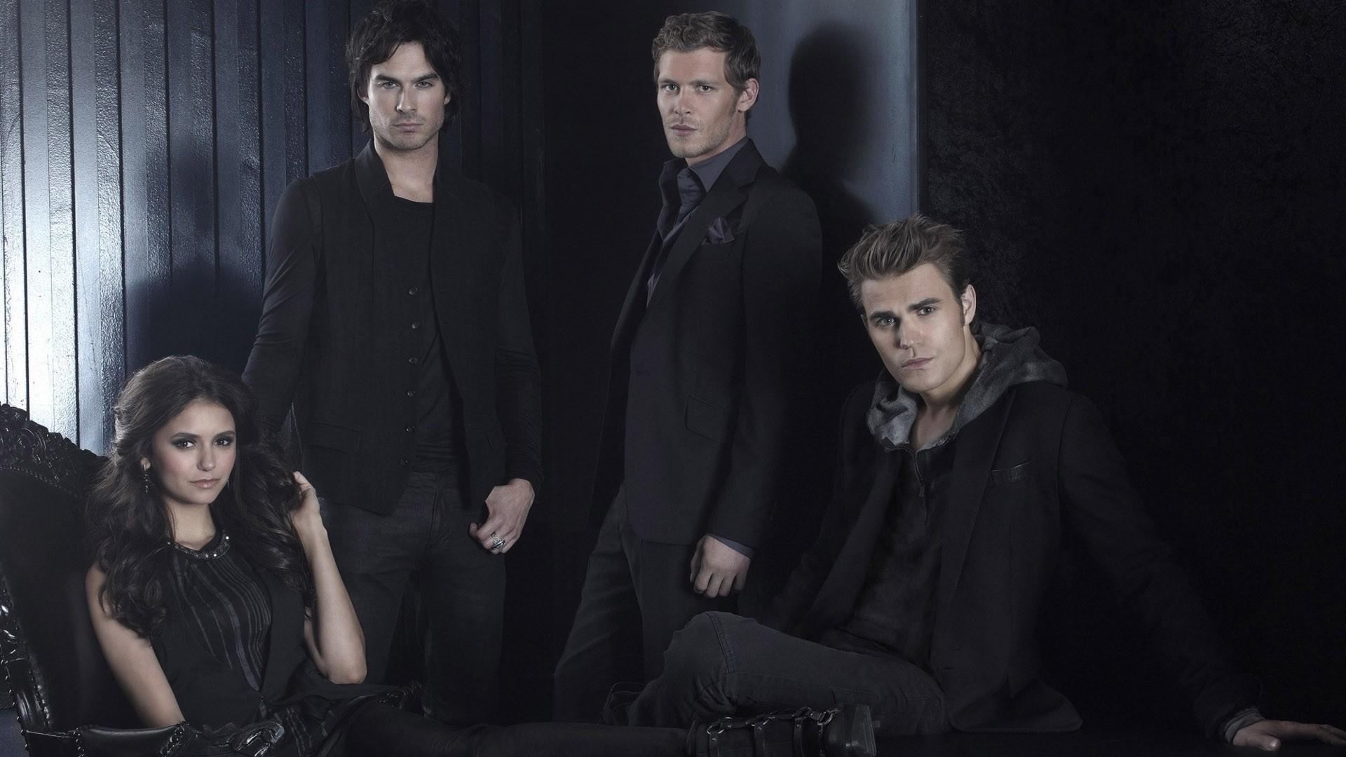 1920x1080 Damon Salvatore Stefan Salvatore Elena Gilbert Niklaus Mikaelson In Black Dress HD The Vampire Diaries Wallpaper