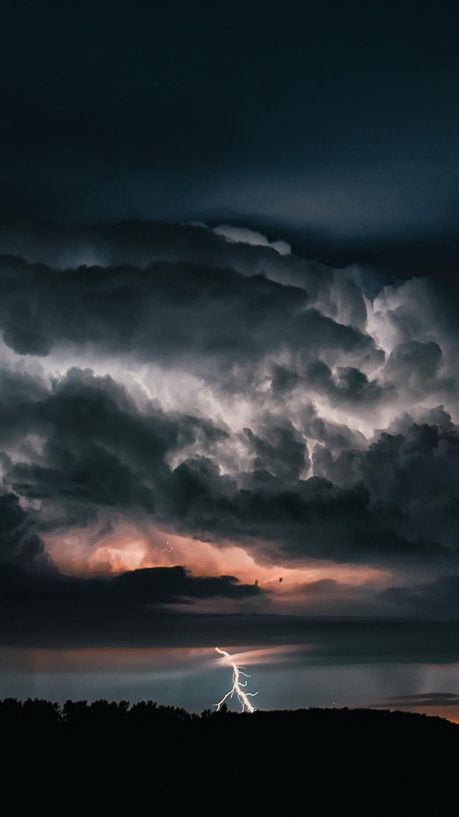 938x1668 Wallpaper Lightning, Thunderstorm, Cloudy, Clouds, Sky Wallpaper iPhone