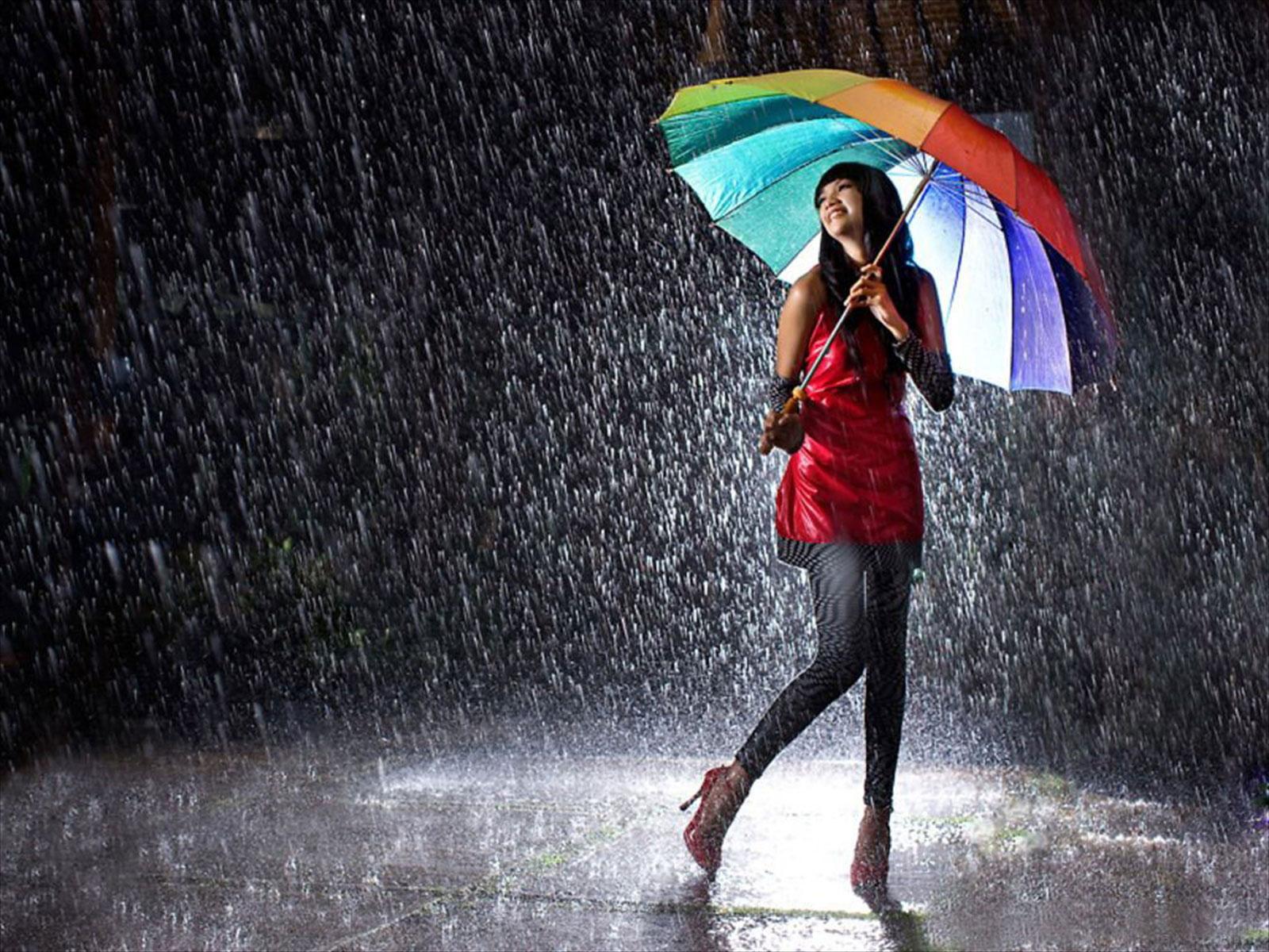 1600x1200 Girl With Umbrella In Rain