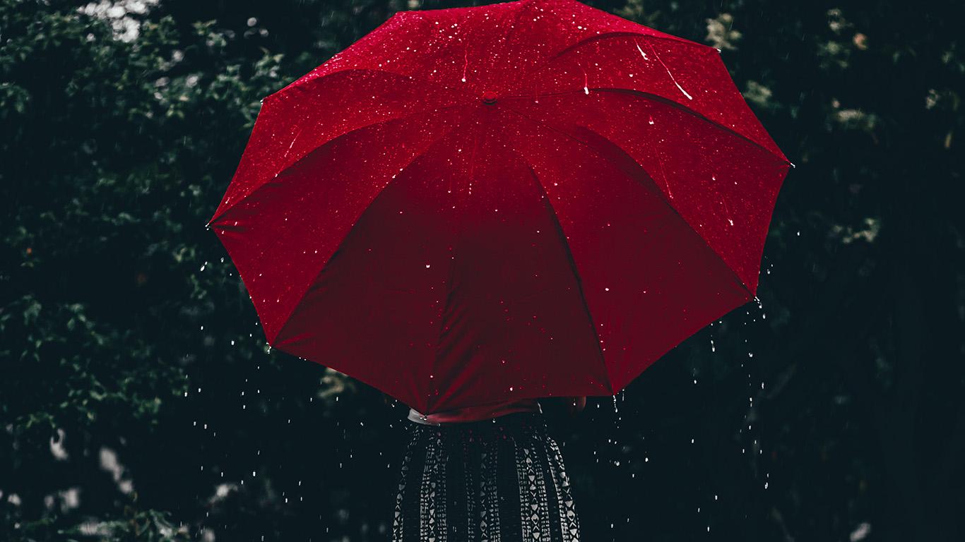 1366x768 Nature Rain Umbrella Red Wallpaper
