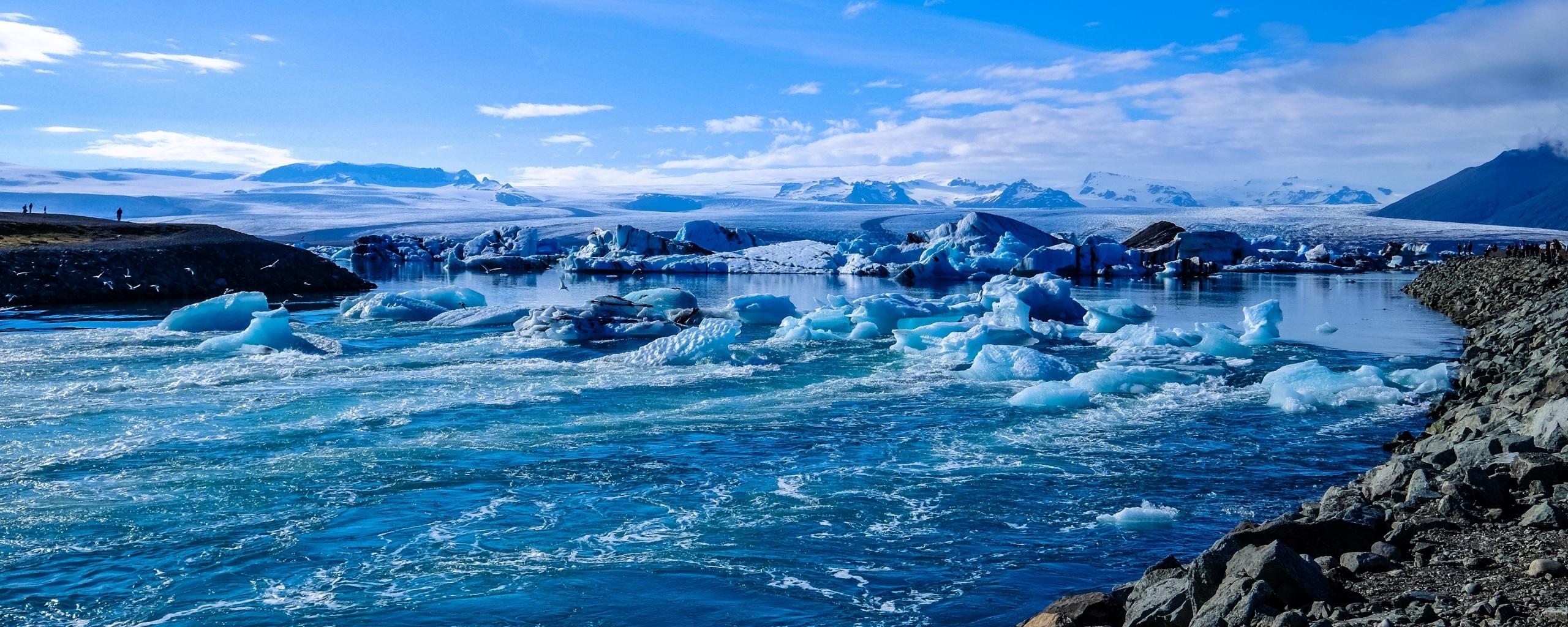 2560x1024 Wallpaper 4k iceland, ice, ocean, shore 4k Ice, Iceland, Ocean