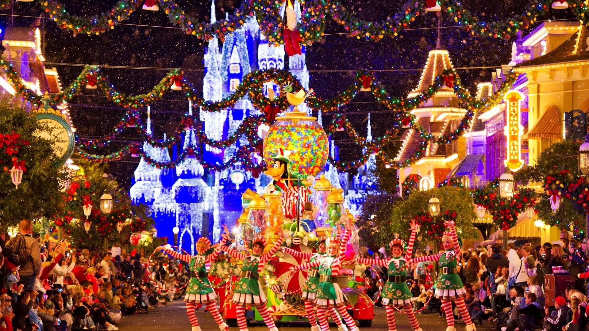 1920x1080 Christmas Parade At Disneyland HD Wallpaper 1080p World, Cinderella Castle