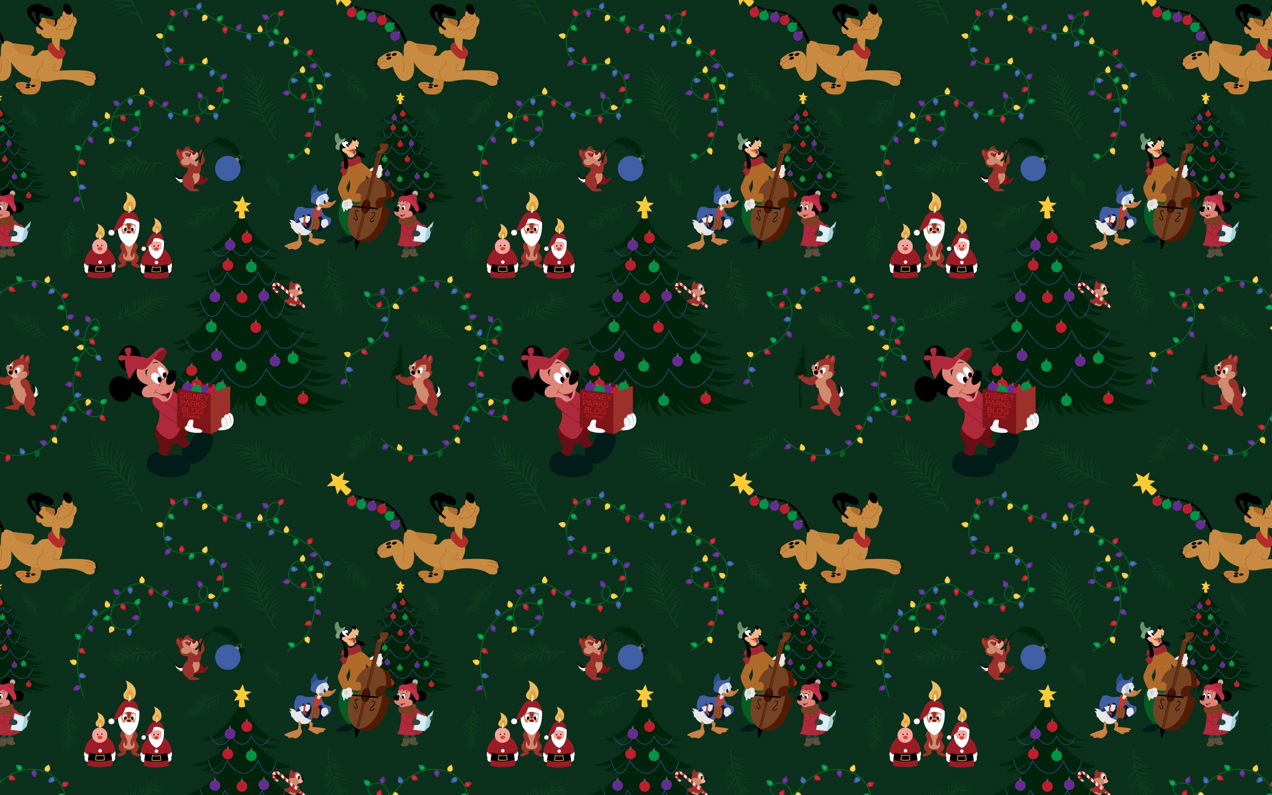 2560x1600 Mickey Mouse & Pluto Christmas Wallpaper