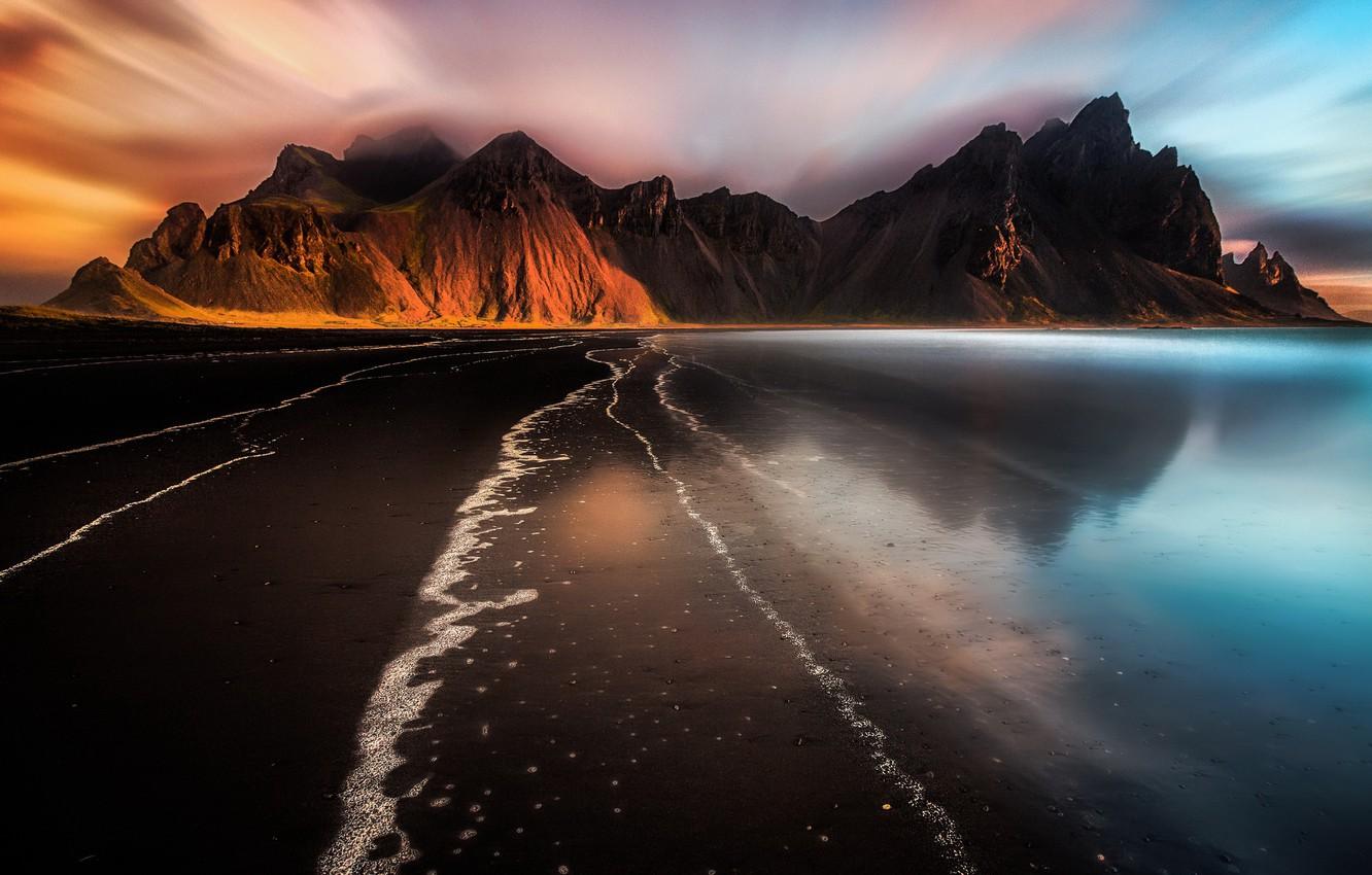 1332x850 Wallpaper Iceland, Stokkness, Sunrise at Vestrahorn image for desktop, section пейзажи