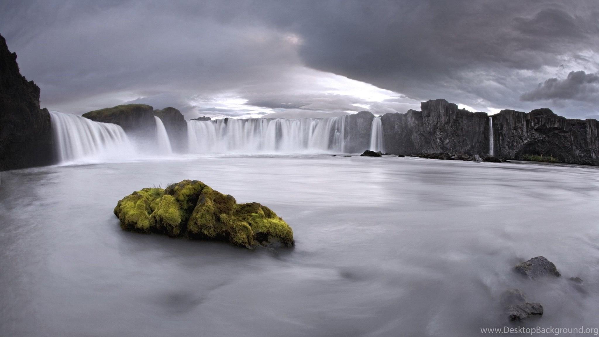 2048x1152 Waterfalls In Iceland Wallpaper Desktop Background