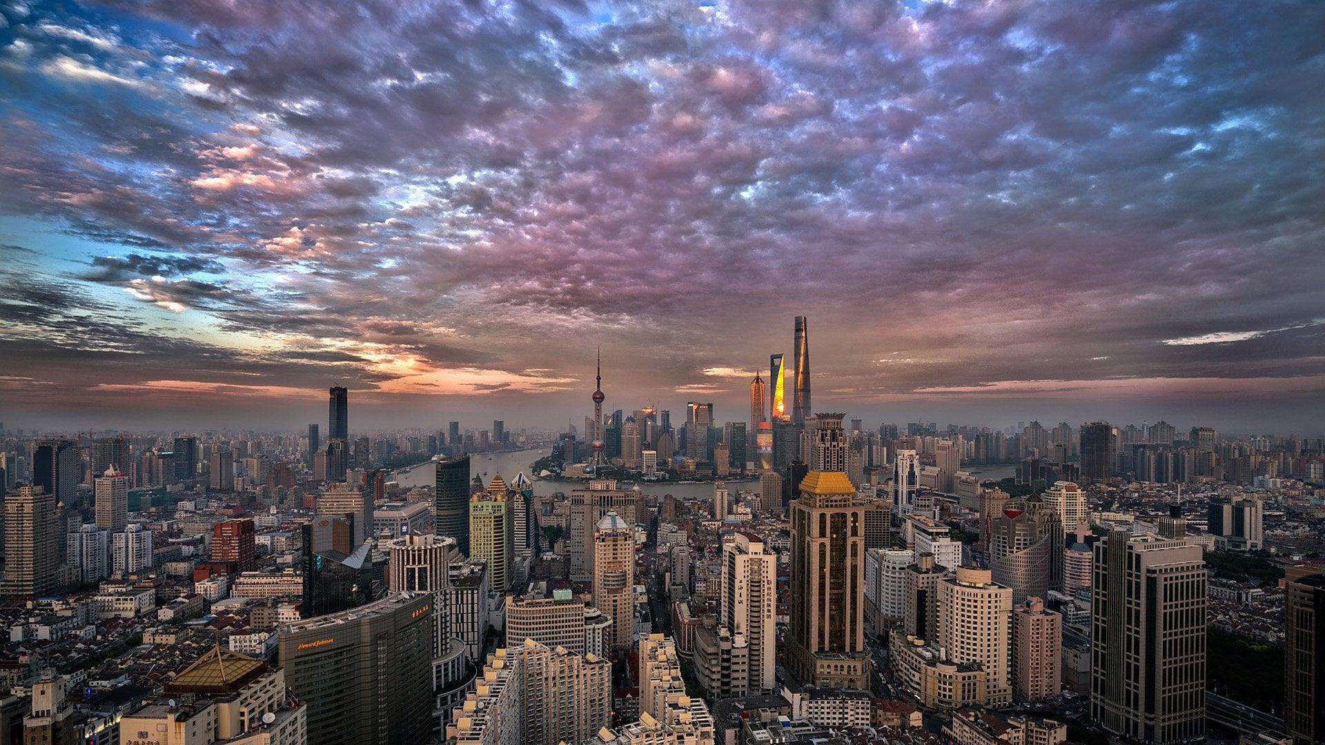 1920x1080 Sunset in Shanghai, China