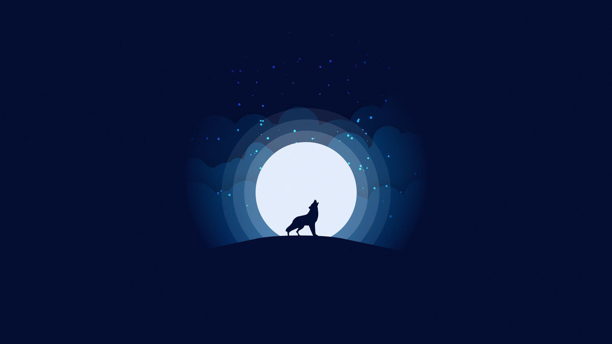 2048x1152 Download wallpaper 2048x1152 wolf, moon, howling, art, vector ultrawide monitor HD background