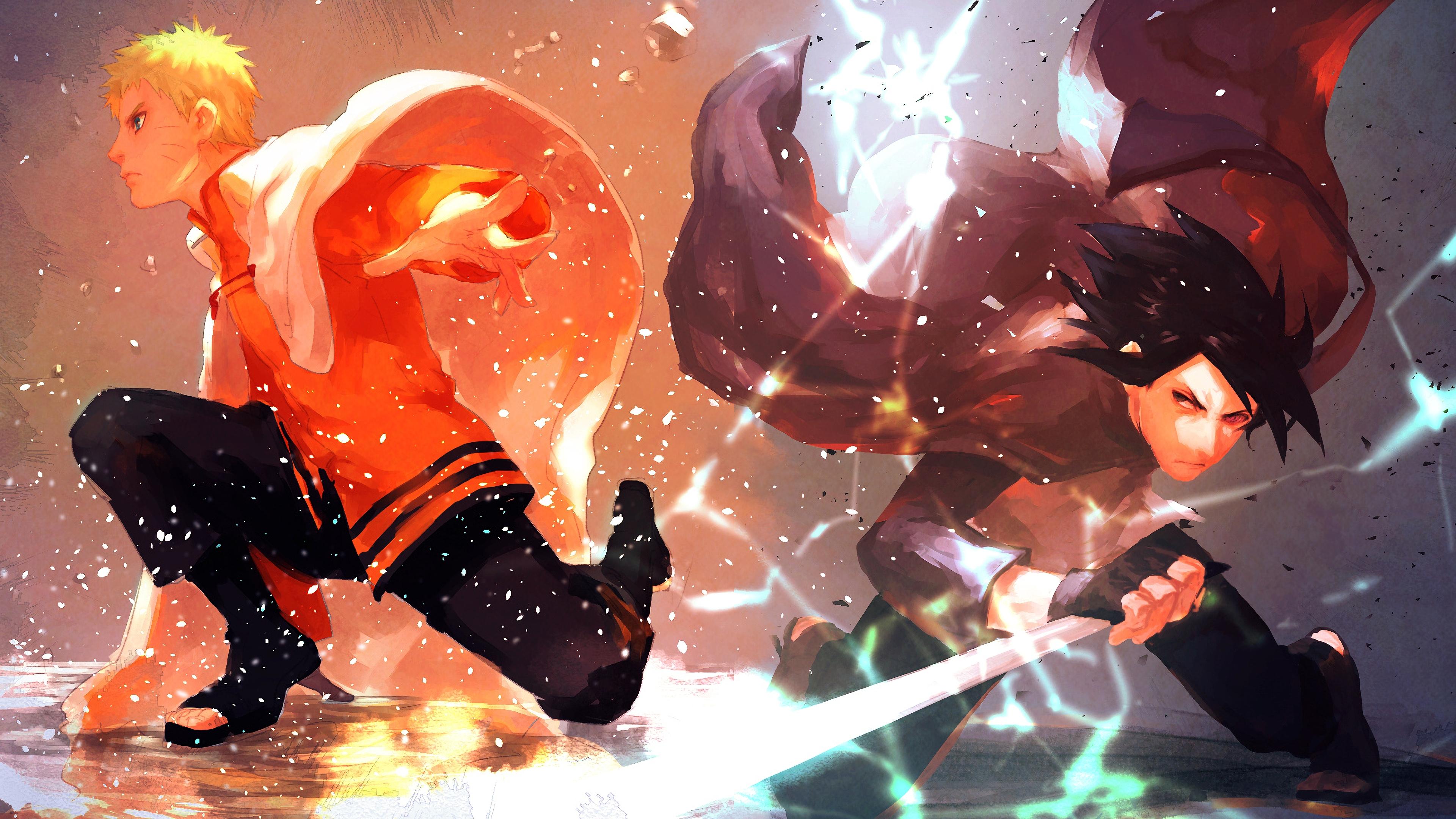 3840x2160 Naruto and Sasuke Boruto Anime 4K